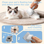 Ragdoll cat brushed with the square slicker head, and the button that drops the hair off it