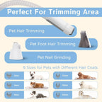 Clipper, paw trimmer and nail grinder heads, and the six guide combs from 3 to 24 mm