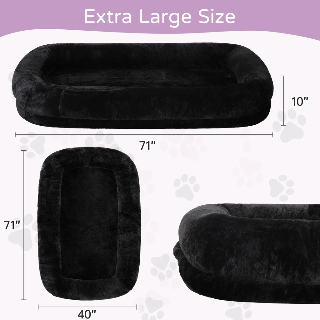 Black plush version of the bed, 71 x 40 in