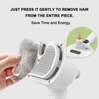 Pressing the release button to lift a whole sheet of gray fur off the pins