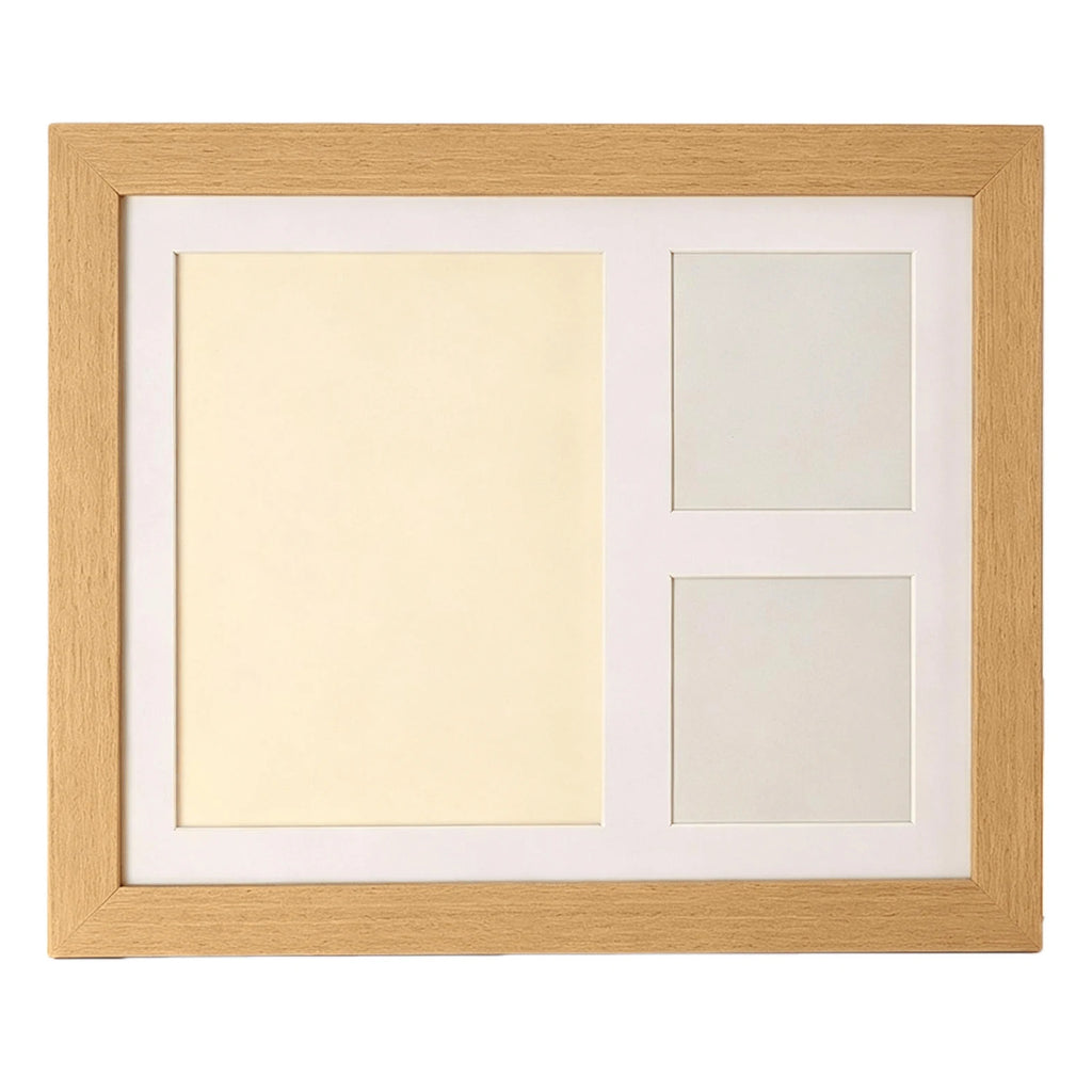 The natural wood frame with its mat, empty