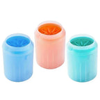 The paw cleaner cup in blue, orange and green