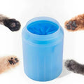 Blue paw cleaner cup with cat and dog paws around it