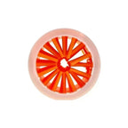 Looking down into the orange cup at the ring of bristles