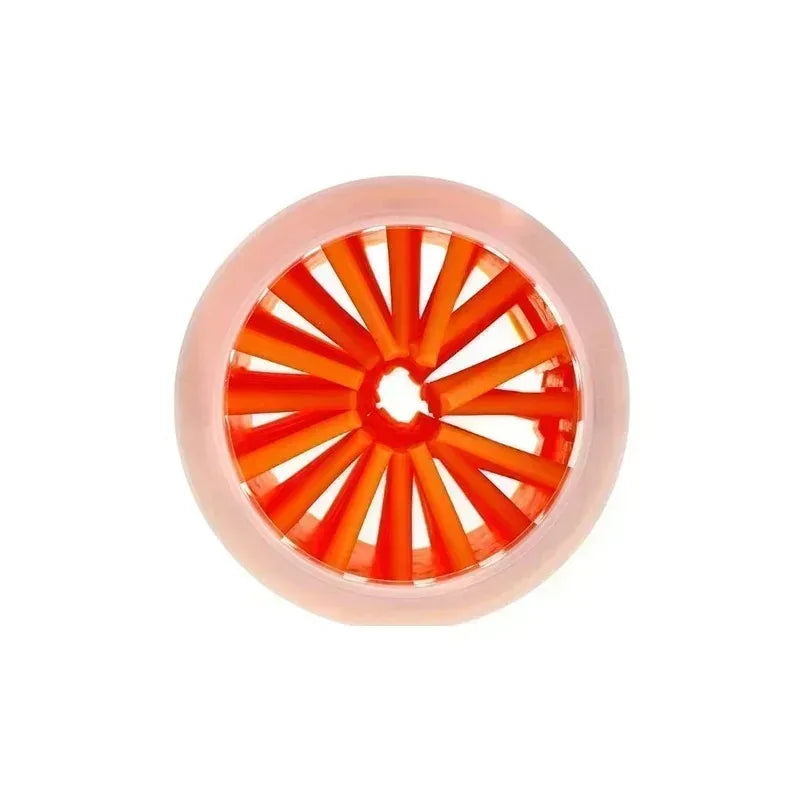 Looking down into the orange cup at the ring of bristles