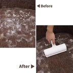 Rolling white fur off a brown couch