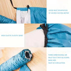 Close-ups of the silver-coated lining, the elastic neck and the hose opening