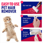 Three steps: roll over the hair, press the button, empty the chamber