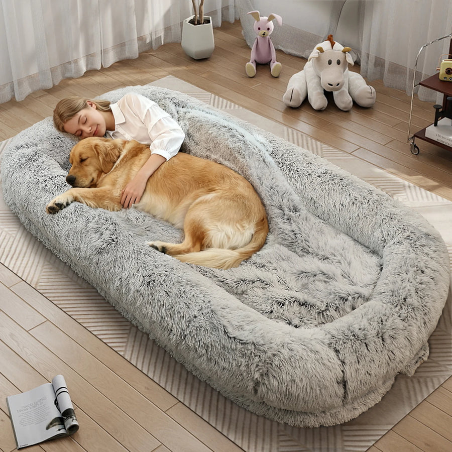 Giant Human-Size Faux-Fur Nap Bed