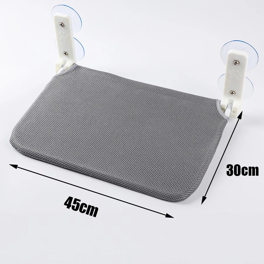 Gray mesh hammock with its size, 45 x 30 cm
