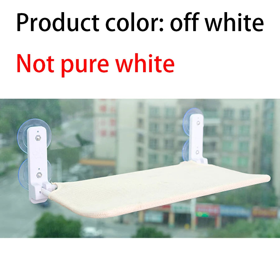 Empty off-white mesh hammock on a window