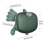 The hand-shaped massager on white, about 14.5 x 12.5 cm, with its two buttons
