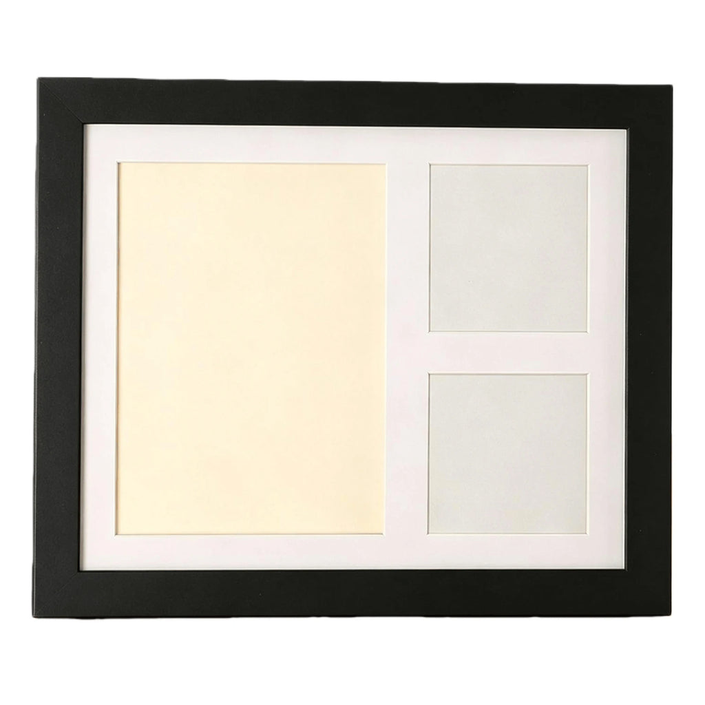 The black frame with its mat, empty