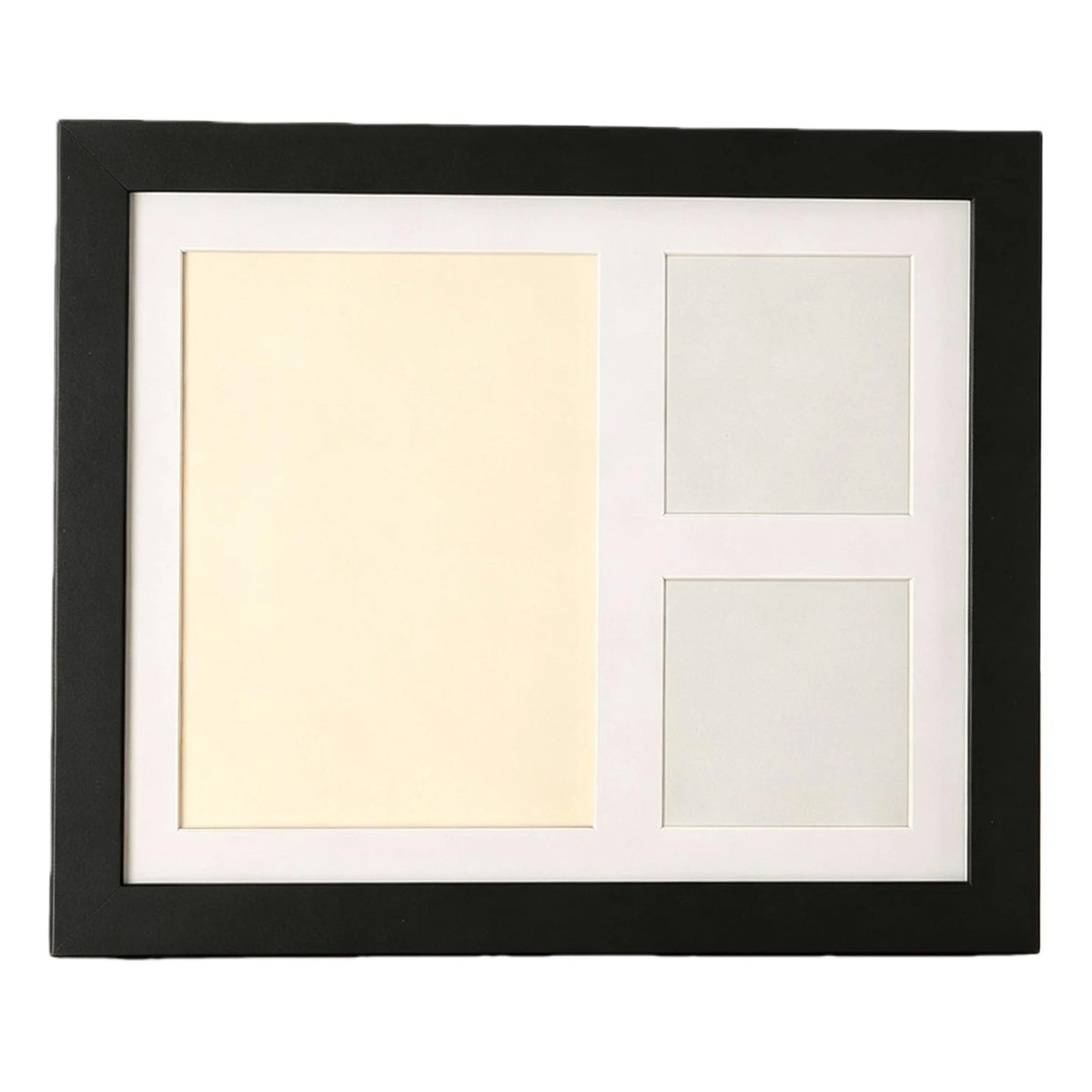 The black frame with its mat, empty